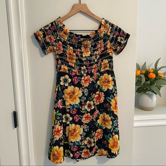 Farm Rio Anthropologie Smocked Floral Mini Dress SP - Picture 6 of 15